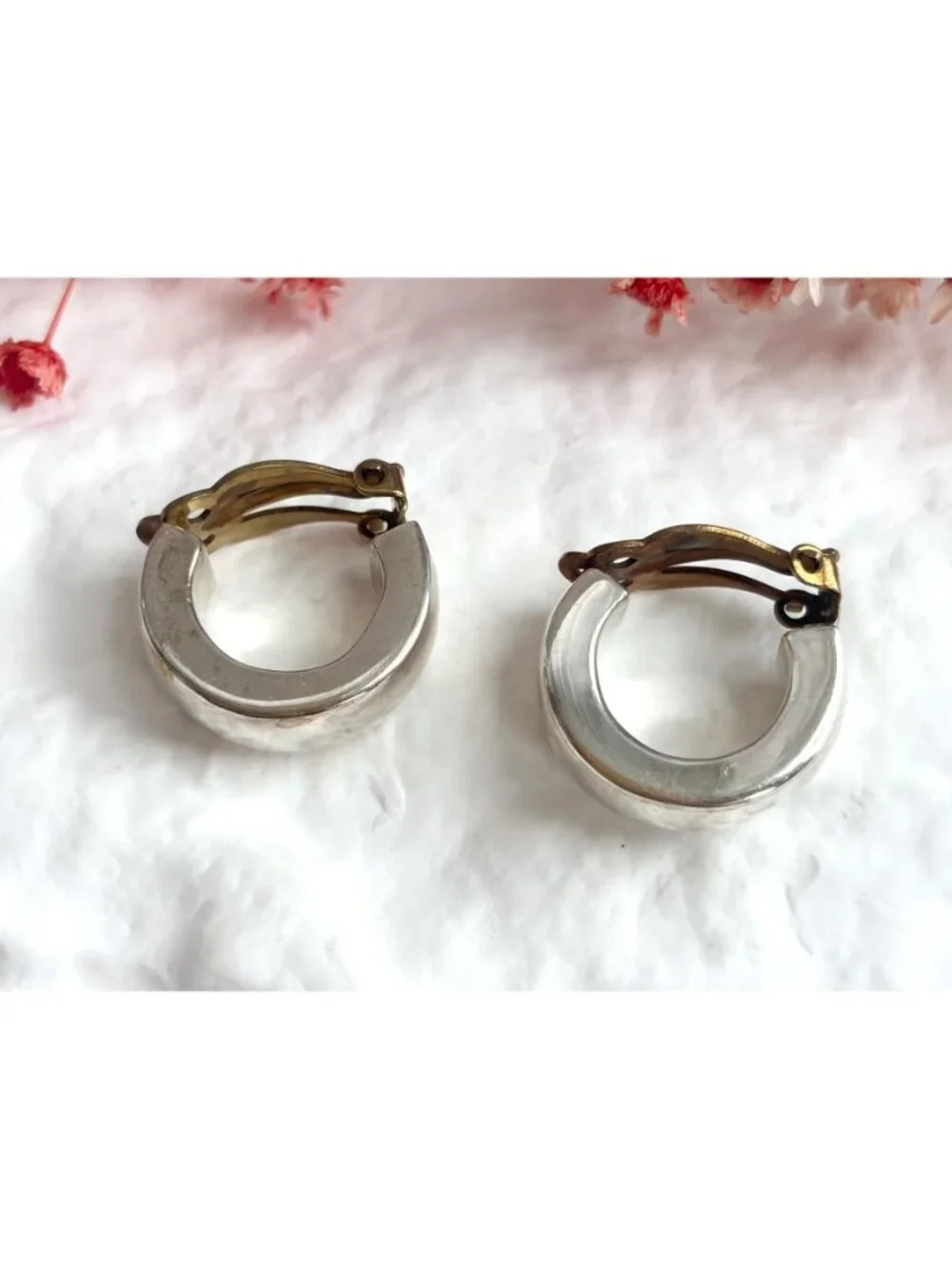 Zina Designer Signed Mini Hoop Vintage Sterling Silver 925 Clip On Earrings